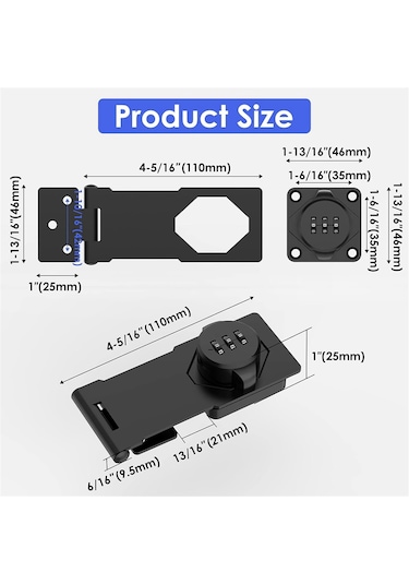 Ofis Dosya Dolabı Kilidi Siyah İçin Anahtarsız Dolap Kombinasyon Mandalı