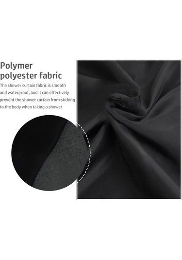 Vkemall Siyah Kalın涤纶 Banyo Perdesi - Su Geçirmez Ve Mantar Engellici, 120x180 Cm, 8 Adet Kanca İle Tamamlanmış, Özel Bölme Fonksiyonu Siyah