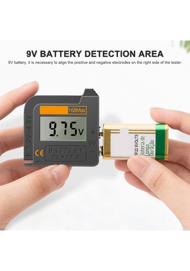 Kangvka Dijital Pil Test Cihazı, Hızlı Pil Gücü Tespiti, Lcd Ekranlı, Kolay Kullanım, 90mm Uzatılabilir, Çeşitli Pil Tiplerini Ölçer Siyah
