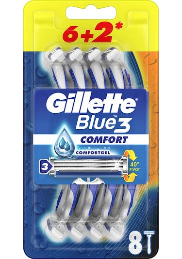 Gillette Blue3 Comfort Kullan-At Tıraş Bıçağı 8'li
