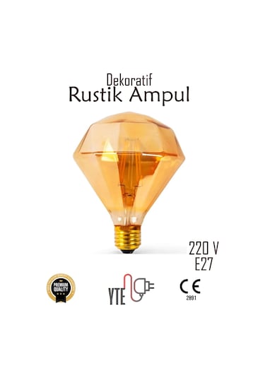 Vintage Filament Rustik E27 220v 2200k Prizmatik Edison Ampul 4w