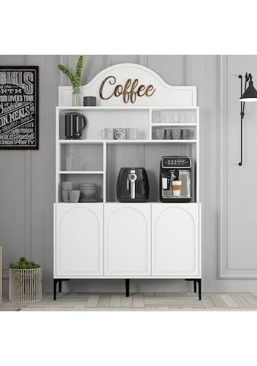 Lyon Kahve Köşesi 120cm - Beyaz / Siyah