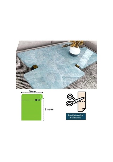 Mermer Desenli Masa Tezgah Mutfak Su Geçirmez Yapışkanlı Folyo Sticker Mavi 5x0,6m Diğer