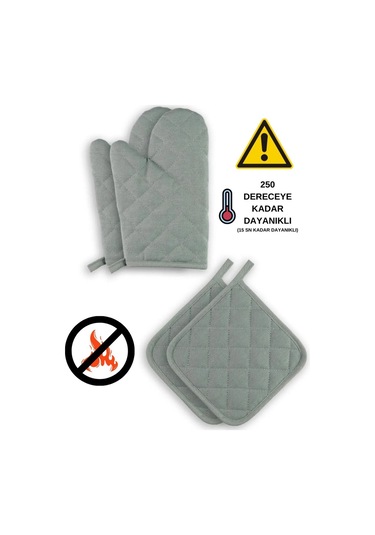 Yanmaz Ve Isıya Dayanıklı Fırın Eldiveni Ve Tutacak 2 Eldiven, 2 Tutacak Turkuaz