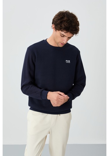 Tommy Life Omar Lacivert Şardonlu Erkek Sweatshirt - 88137 Lacivert