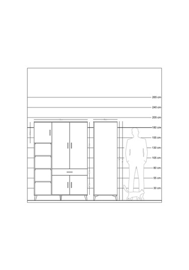 Kronos Dolap 8 Raflı Tek Çekmeceli 5 Kapaklı 132x59x195 Antrasit-antrasit/aytaşı Antrasıt/aytası