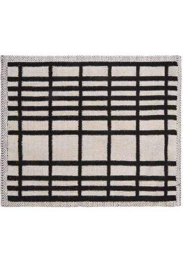 Evidea Soft Roger 2'li Banyo Paspası - Ekru / Siyah - 60x100 Cm + 50x60 Cm Ekru / Siyah