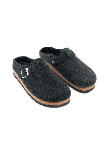 Gezer Kışlık Mantar Taban Tokalı Ayarlanabilir Kadın Ev Terliği Antrasit