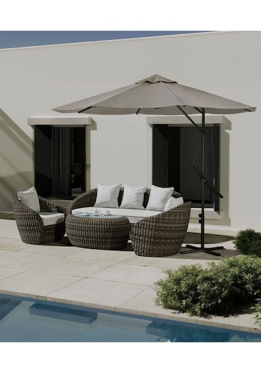 Bahçe Balkon Cafe Şemsiye 290x290 Cm Katlanır Ekru