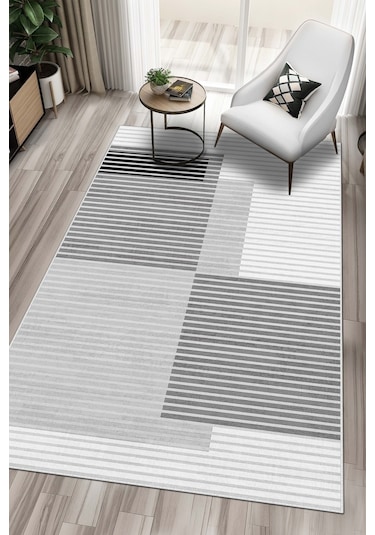 West Home Makinede Yıkanabilir Kaymaz Taban Leke Tutmaz Gri Modern Salon Halısı Mutfak Halısı Ve Yolluk Wh601 Grey