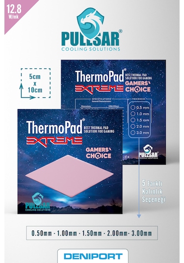 Pullsar Thermopad Extreme 100 x 50 x 1.0 Mm 12.8 W/M x K