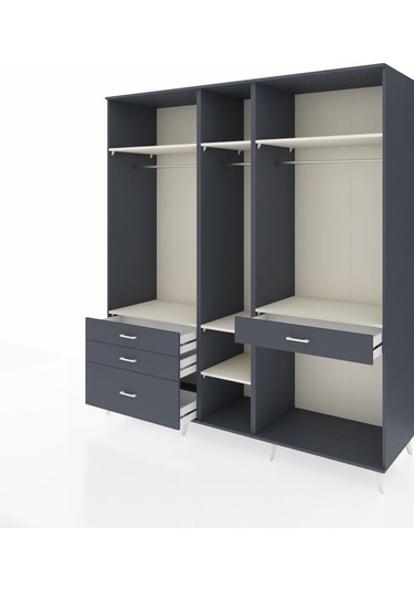Kronos Dolap 7 Raflı 4 Çekmeceli 3 Askılı 220x59x243 Antrasit-aytaşı/antrasit Aytası/antrasıt