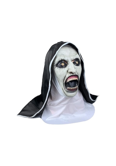Cadılar Bayramı Lateks Tam Baş Maskesi Rahibe Korku Korkunç Cosplay Kostümü