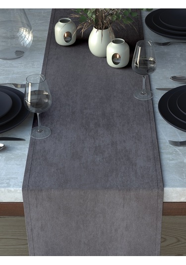 Kadife Dokulu Gümüş Grisi Runner Gümüş Grisi