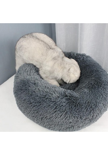 Moveevo Kediler Ve Küçük Köpekler İçin Yumuşak Peluş Yuvarlak Evcil Hayvan Yatağı