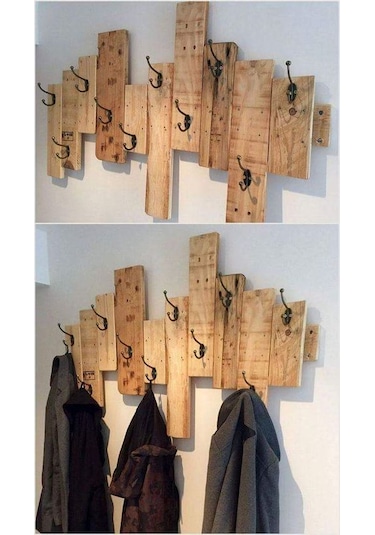 Halevia Ahşap Şaşırtmalı 10 Lu Askılık. Meşe