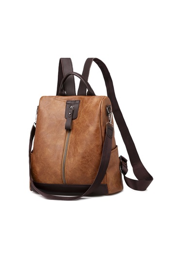 Mufunye Sınır Ötesi Kadın Sırt Çantası Kadın Yeni Pu Kadın Çantası Avrupa Ve Amerikan Retro Eğlence Açık Hava Seyahat Sırt Çantası Hırsızlık Önleyici Çanta Karamel Rengi Çok Renkli