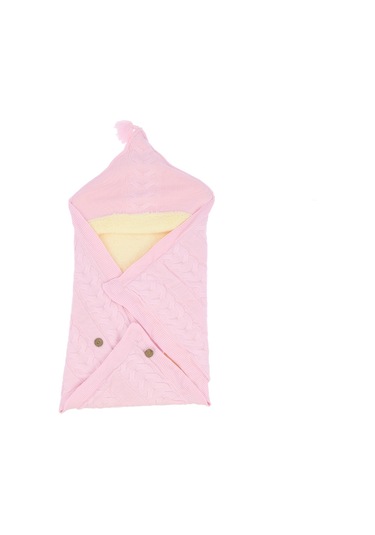 Kalın Örgü Triko Port Bebe Battaniye Pembe