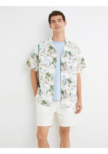 Koton Kot Şort Beli Lastikli Düğmeli Cep Detaylı Katlı Paça Kırık Beyaz 3sam40322nd 3SAM40322ND001 Ekru