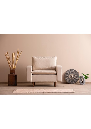 Lungo Modüler Berjer - Krem Keten Krem