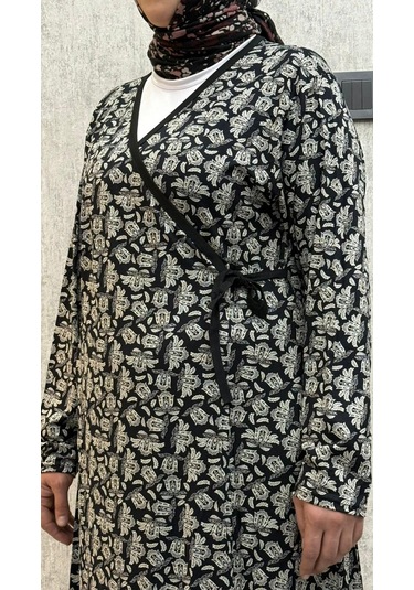 Gd Goldoremi 7 Kadın Viskon Pamuklu Bağlamalı Namaz Elbisesi Siyah