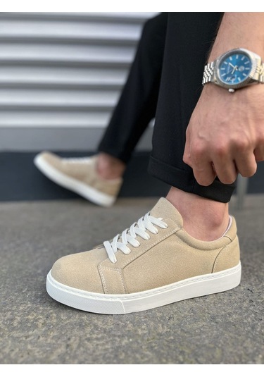 Elite Bağcıklı Süet Erkek Günlük Sneaker Ayakkabı Sbt - Krem Çok Renkli