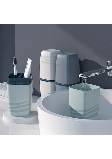 Topshop1 White 3'ü 1 Arada Seyahat Diş Fırçası Kılıfı, Plastik Diş Macunu Kabı, Çok Amaçlı Banyo Aksesuarı Beyaz