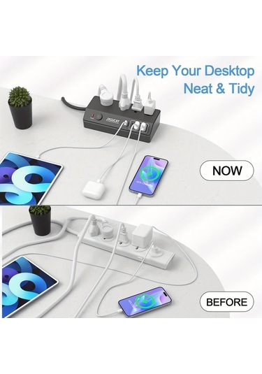 Xuweiwei Pd 20w Hızlı Şarj Jxgucat 4 Çıkışlı 4 Usb Portlu Xzh Us Standard Four Hole Clip Model Black Masaüstü Priz Uzatma Kablosu