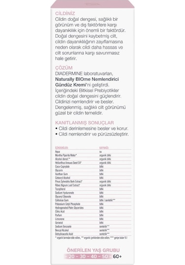 Diadermine Naturally Bio Me Nemlendirici Gece Kremi 50 ML