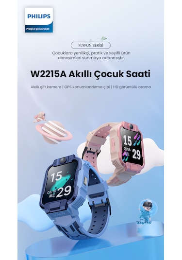 Philips W2215A 1.22" Çift Kameralı Akıllı Çocuk Saati (Distribütör Garantili)
