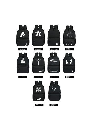 Karanlıkta Parlayan Sırt Çantası Erkek Rahat Tuval Üniversite Öğrenci Çantası Lise Öğrencisi Büyük Kapasiteli Kırmızı - Gri