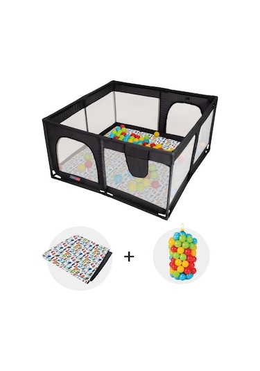 Tommy Baby Güvenli Bebek Ve Çocuk Oyun Alanı Oyun Parkı 125X125 Oyun Matı Topları Yatak