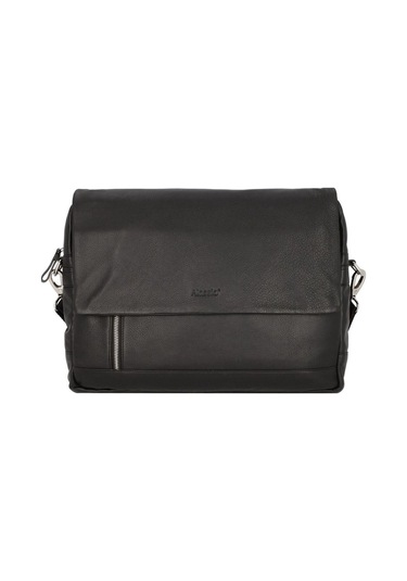 Alassio Oro Messenger 38 Cm Siyah Deri Laptoplu Omuz Çantası