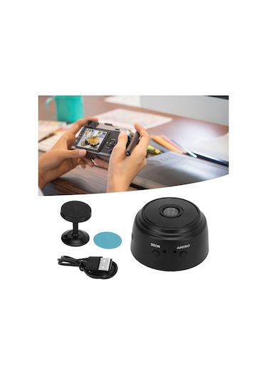 Vkemall Küçük Wifi Kamera 1080p Hd Gece Görüşü, Manyetik Arka Kapak, 240mah Dahili Batarya İle Ev/ofis İzleme Siyah