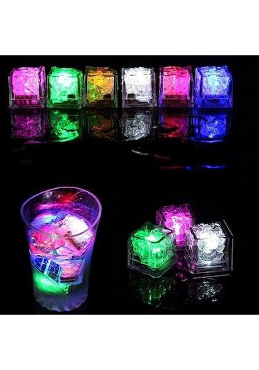 LED LİGHT ICE CUBE 12 ADET LED IŞIKLI BUZ KÜPÜ RENKLİ KOKTEYL IŞIĞI RENKLİ LED IŞIKLI BUZ KÜPÜ PARTİ LED Çok Renkli