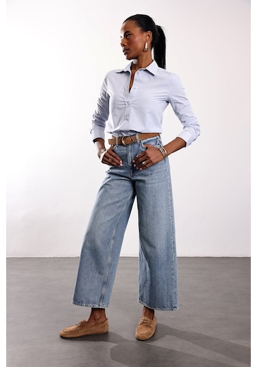 5in1Canpolat Mavi Slim Fit Gömlek 17449 Mavi