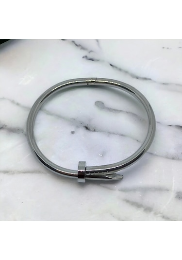 Gümüş Rengi Paslanmaz Çelik Çivi Kelepçe Bileklik Bilezik Çok Renkli