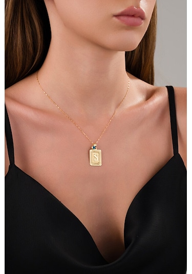 14 Ayar Altın Vintage S Harfli Kolye Altın