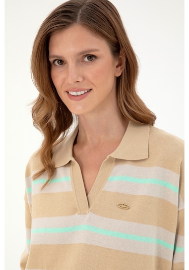 U.S. Polo Assn. Kadın Kum Polo Yaka Kazak 50297089-VR085