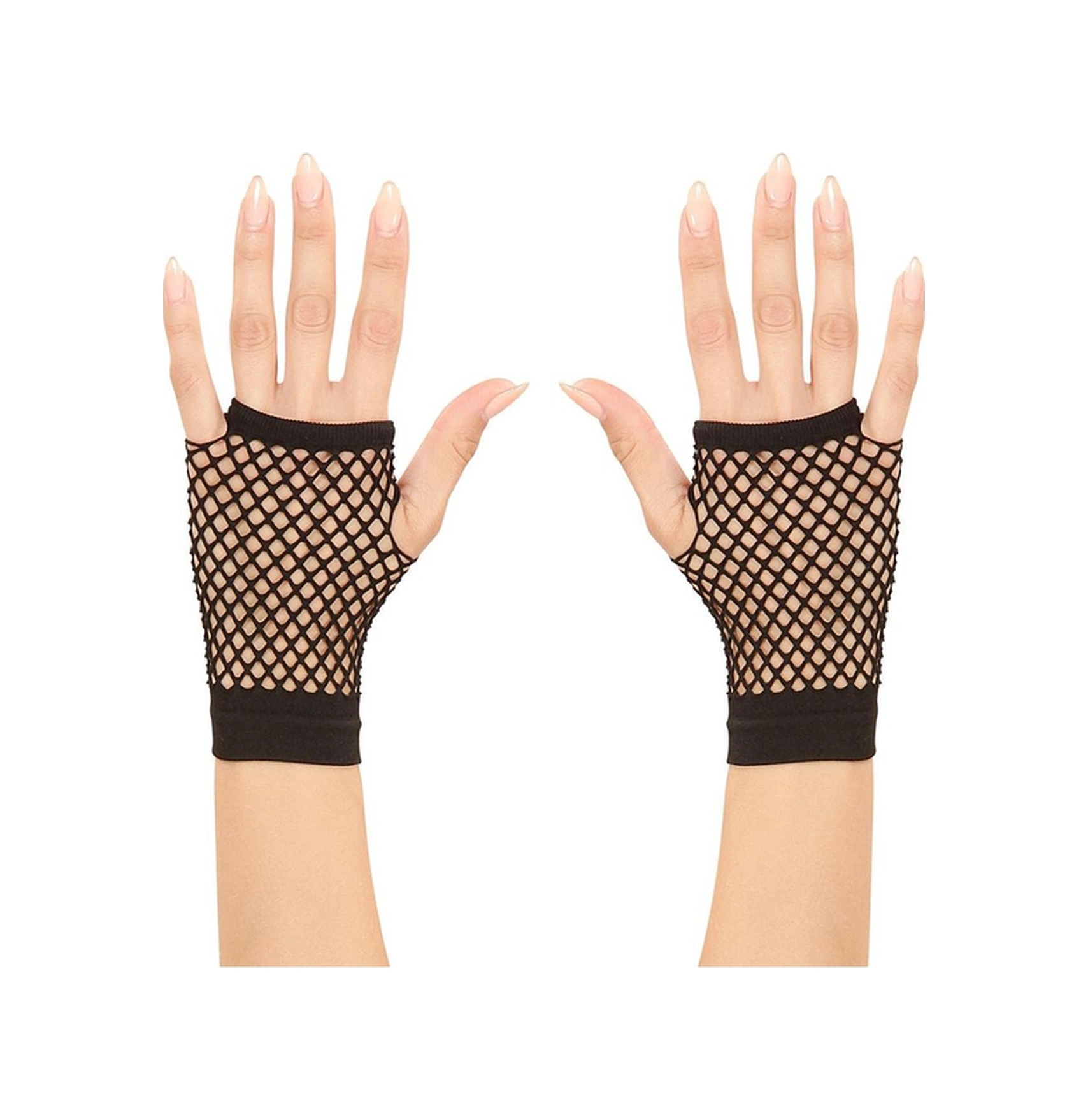 Siyah File Örgü Parti Eldiveni Kısa Model Kostüm Aksesuar 11 Cm Çok Renkli