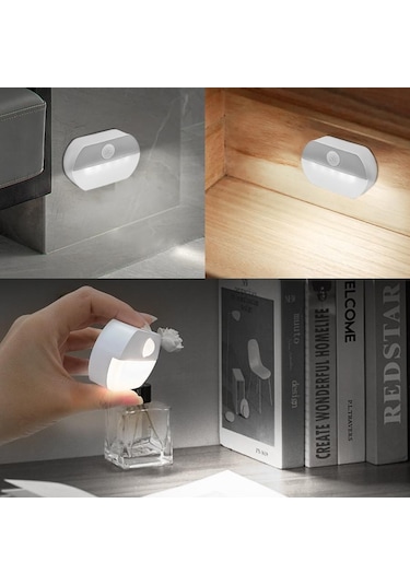 Sıcak Beyaz Hareket Sensörü Gece Lambası Aaa Akülü Lamba Kabine Depoları Mutfak Işıkları Duvar Merdiven Dolap Koridor Yatak Odası Gece Lambası Sıcak Beyaz