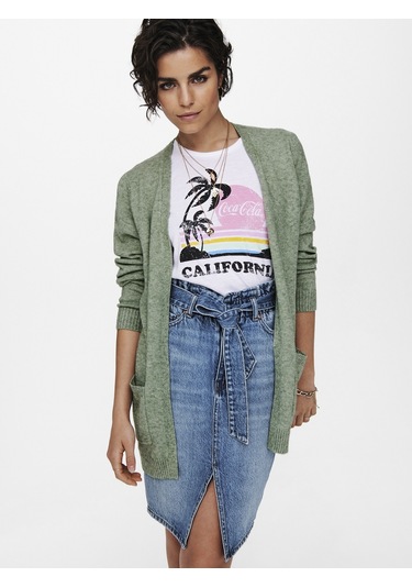 Only Bayan Uzun Örgü Hırka 15174274 Yeşil