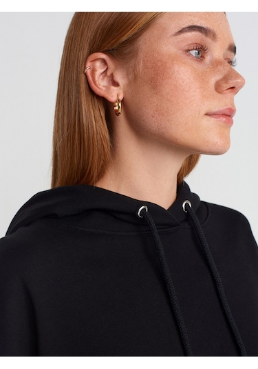 Dilvin 40403 Dikiş Esprili Yırtmaçlı Sweat Siyah