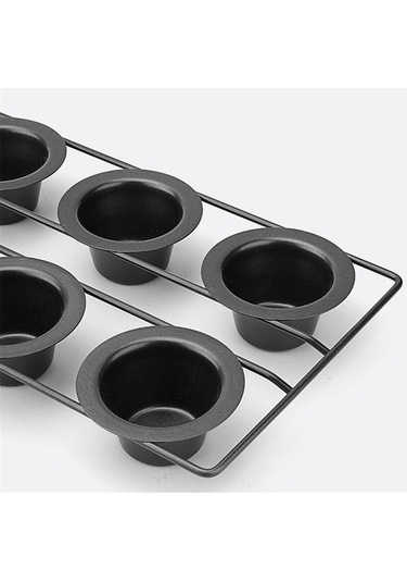 Ulzyvf Yapışmaz Tavası Siyah Tatlı Popover Pişirme Muffin Kabı 6'lı Siyah