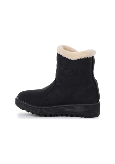 Kiko Kids Hezan Fermuarlı Kız Çocuk Bot Ayakkabı Siyah - Bej Siyah - Bej