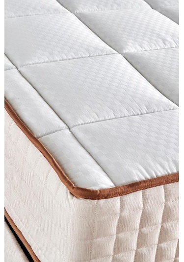 Star Yatak 100x200 Cm Tek Kişilik Nms Yaylı Saten Kumaşlı Full Ortopedik Sert Yatak Krem Bordür