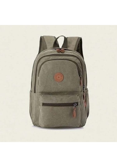 Yeşil Wtempo Düz Renk Kalın Aşınmaya Dayanıklı Kanvas Sırt Çantası Unisex Büyük Kapasiteli Bagaj Çantası Denim Öğrenci Okul Çantası