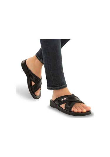 Muya İkon 6 Nokta Anatomik Taban Topuk Dikeni Dört Mevsim Erkek Terlik Siyah