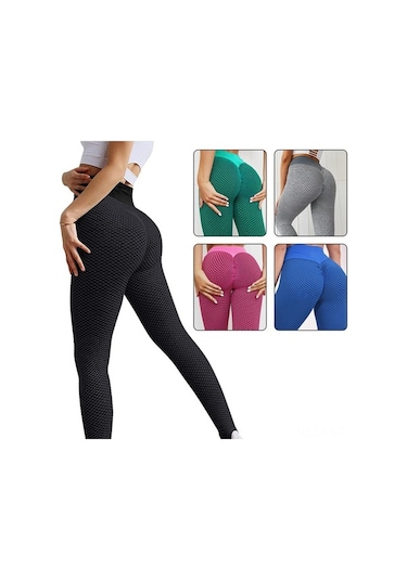 Fortunelane Bal Peteği Desenli Yoga Taytı - Esnek, Nefes Alabilen Spor Taytı Gri Gri