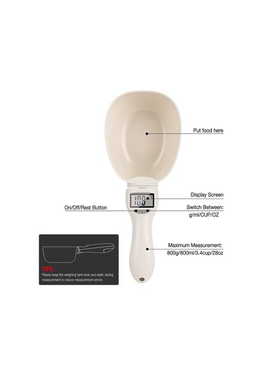 Kaşık Tartısı, Köpek Maması, Elektronik Ölçüm Kaşığı, Dijital Beyaz